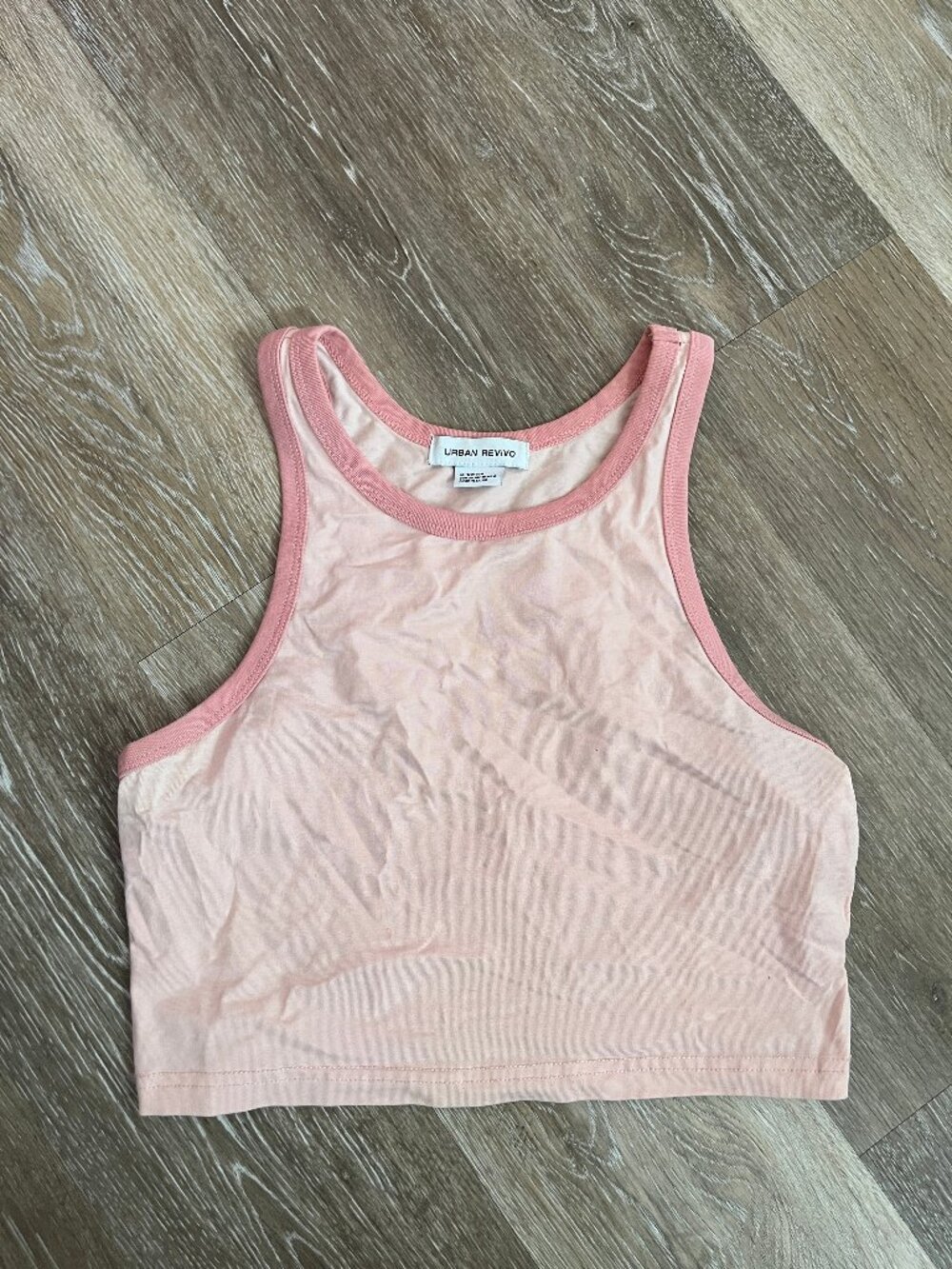Light Pink / Dark Pink Trim Colorblock Cropped Tank Top